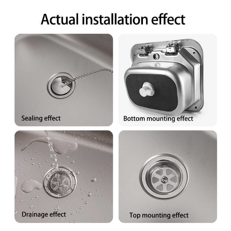 Stainless Steel Sink Drain with Chain Stopper – Leak-Proof Basin Waste Plug