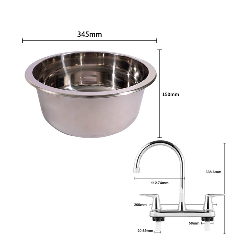 RV Stainless Steel Sink with PE Cutting Board Lid for Camper & Boat