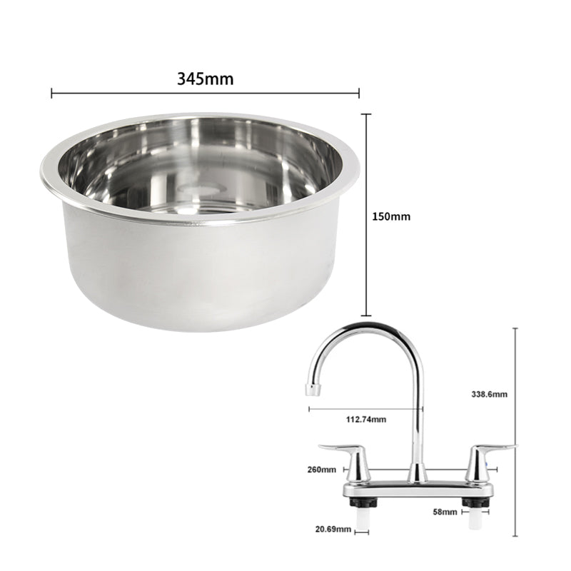 RV Stainless Steel Sink with PE Cutting Board Lid for Camper & Boat