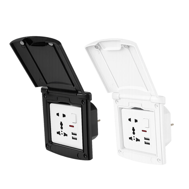 RV Outdoor Weatherproof Socket with Dual USB | IP44 Magnetic Flip Cover