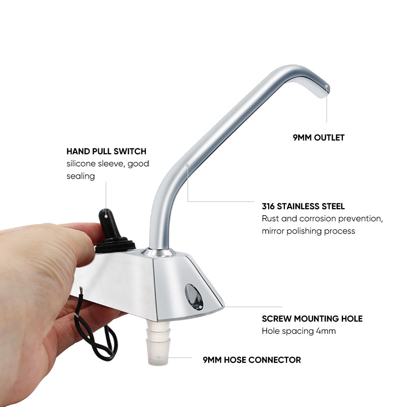 RV Boat Electric Faucet - 316 Stainless Steel