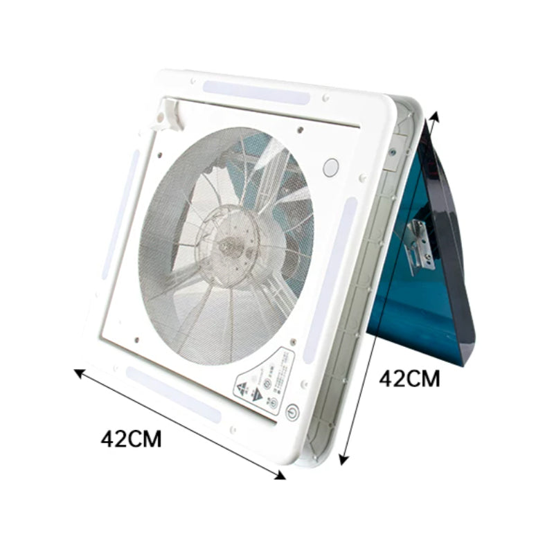 340mm Cutout RV Roof Vent Fan 10-Blade with LED | 6-Speed Bi-Directional, 12V/24V