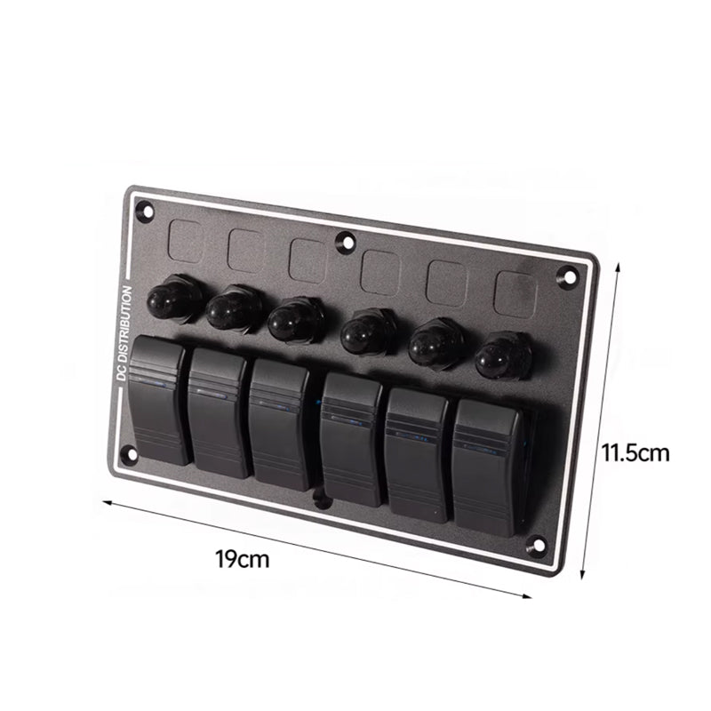 Marine Rocker Switch Control Panel – DC 12V/24V, Red LED, Waterproof