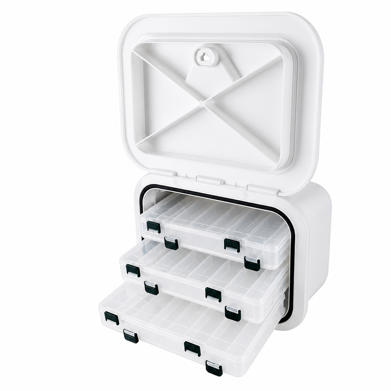 Flush Mount Storage Box with 270° Rotating Lid — Marine Boat RV Hatch Box