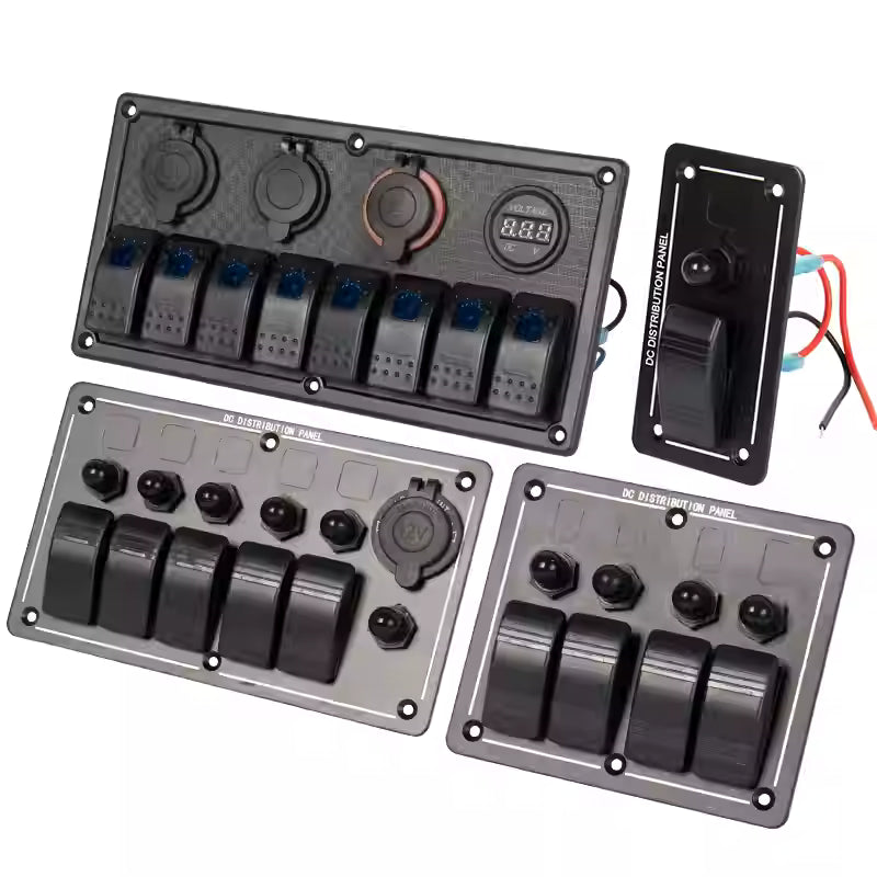 Marine Rocker Switch Control Panel – DC 12V/24V, Red LED, Waterproof