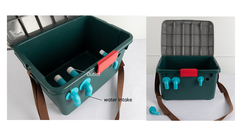 Original livewell tank installation examples with labelled water connections