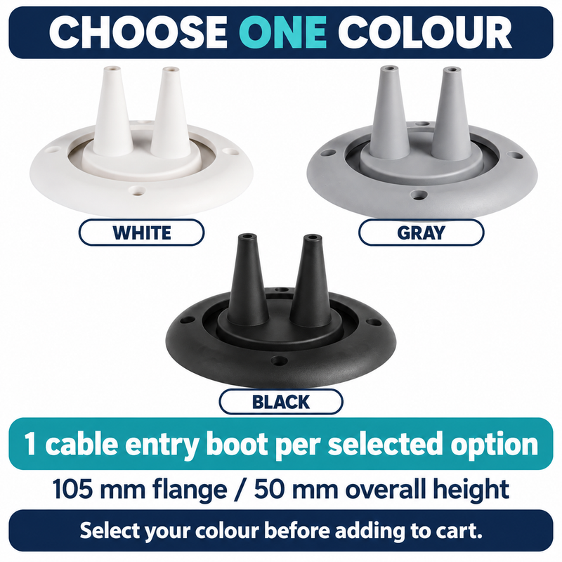 Choose White Gray or Black - one cable entry boot per selected colour