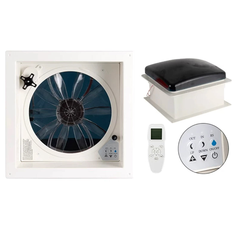 360mm Cutout RV Roof Vent Fan | 10-Blade, Remote Control, Rain Sensor 12V