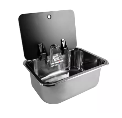 RV Camper Stainless Steel Sink with Lid and Folding Faucet