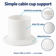 White TPE cup holder showing the cylindrical opening and ribbed flared base