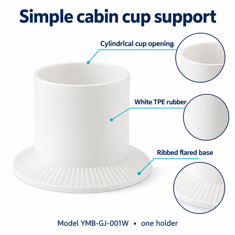 White TPE cup holder showing the cylindrical opening and ribbed flared base