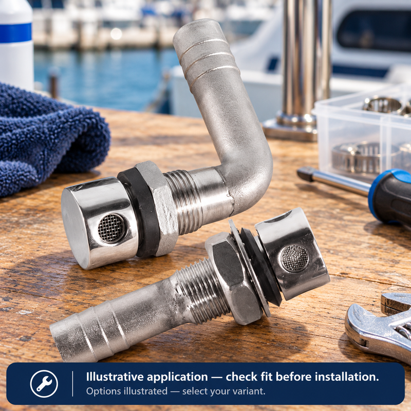 Marine Fuel Tank Vent for Boats - Chrome Aluminum Straight & Elbow Options — illustrative use context