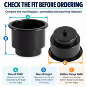 Recessed Cup Holder for Boat & RV Drink Storage - Material & Drain Options — size or installation fit guide