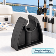 Illustrative application of black pole clips; check actual pole fit before installation.