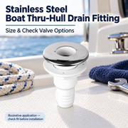 Stainless Steel Boat Thru-Hull Drain Fitting - Size & Check Valve Options — illustrative use context