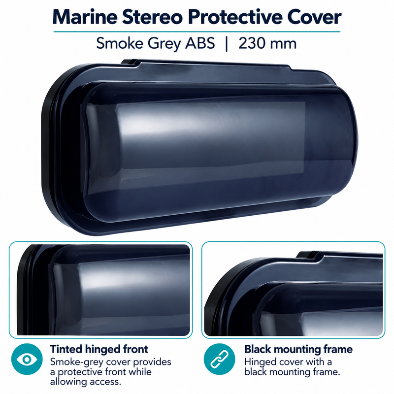Marine Stereo Protective Cover - Smoke Grey ABS, 230 mm | visible product details