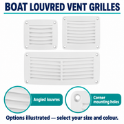 ABS Boat Louvered Vent Grille - 45 Degree Blades, Marine Cabin Airflow Options — product features