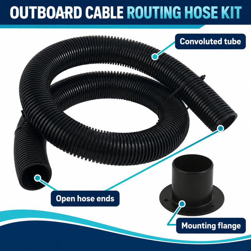 Outboard Rigging Hose Kit - 1.5 m Convoluted Cable Tube with Deck Grommet — product features