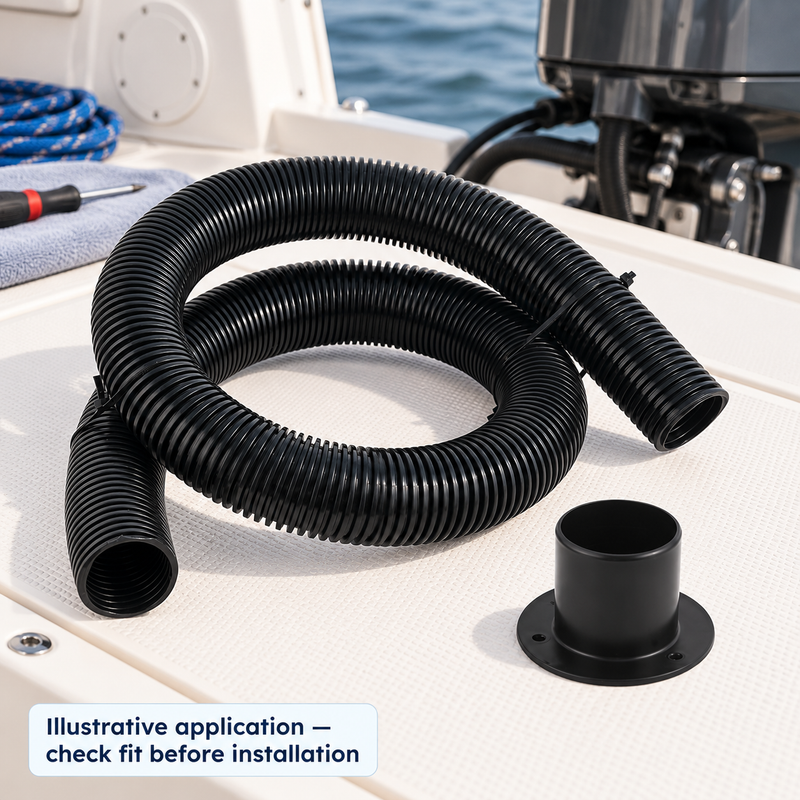 Outboard Rigging Hose Kit - 1.5 m Convoluted Cable Tube with Deck Grommet — illustrative use context