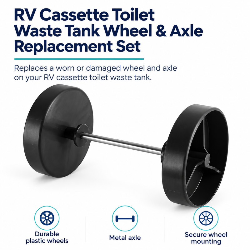 RV Cassette Toilet Waste Tank Wheel & Axle Replacement Set - Ref. 200640142 — product features