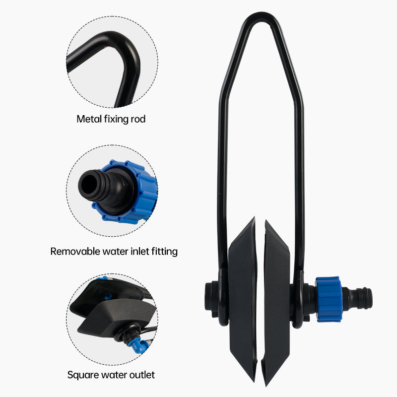 Square-cup single-feed flusher construction: metal frame and removable blue water inlet fitting