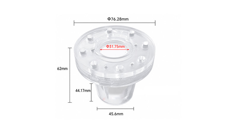 Original scupper diagram showing 76.28 mm flange, 62 mm height and 31.75 mm central opening.