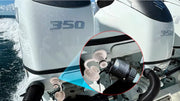 Outboard Engine Flush Adapter - Quick-Connect Garden Hose Fitting Options — company-source example of use; other pictured objects are not included