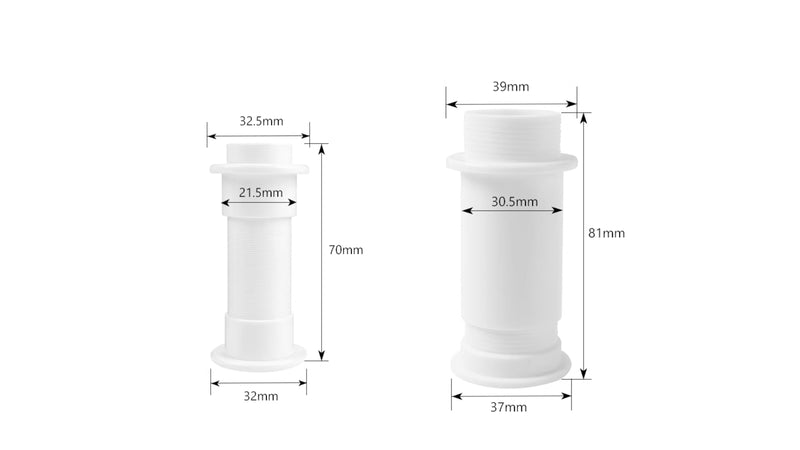 PP Marine Thru-Hull Drain Tube - 3/4 or 1-1/4 Inch Boat Discharge Fitting — company-source dimension drawing; match the depicted configuration