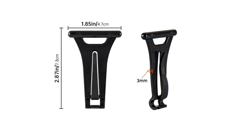 Awning hook dimension diagram showing 73 mm length, 47 mm top-bar width and a 3 mm section annotation.