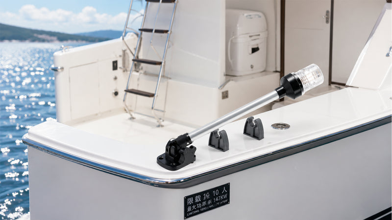 Supplier application illustration of a removable boat pole alongside storage clips.