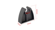 Pole clip dimension diagram: 20 mm holder opening, 53 mm width, 48.5 mm height and 19 mm depth.