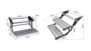 RV Retractable Entry Step - Aluminum Single/Double, Manual/Electric Options — company-source dimension drawing; match the depicted configuration