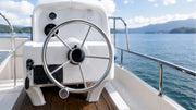 Stainless Steel Marine Boat Steering Wheel - 3/5 Spoke & Spinner Knob Options — company-source example of use; other pictured objects are not included