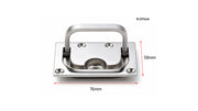 Hatch pull dimension reference showing a 76 by 58 mm base and 37 mm raised-height annotation.