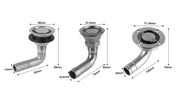 90 Degree Marine Fuel Tank Vent with Flange - Boat Elbow Fitting Options — company-source dimension drawing; match the depicted configuration