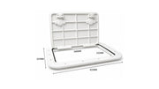Rectangular Marine Deck Access Hatch - PVC Boat Compartment Inspection Cover — company-source dimension drawing; match the depicted configuration
