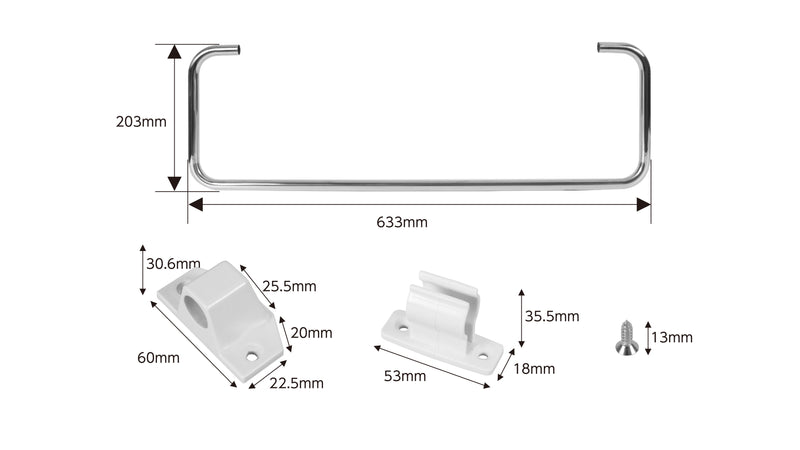 Ceiling-Mounted Folding Clothes Drying Rack for RV & Camper Laundry Storage — company-source dimension drawing; match the depicted configuration