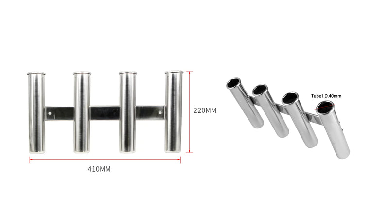 Four-tube rack original dimension drawing: 410 mm overall span, 220 mm height and 40 mm tube inner diameter