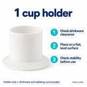 YMB-GJ-001W supply unit:one white TPE holder; check drinkware clearance, level placement and stability; no drinkware or tabletop included