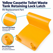 Yellow Cassette Toilet Waste Tank Retaining Lock Latch - RV Replacement Part — visible product details