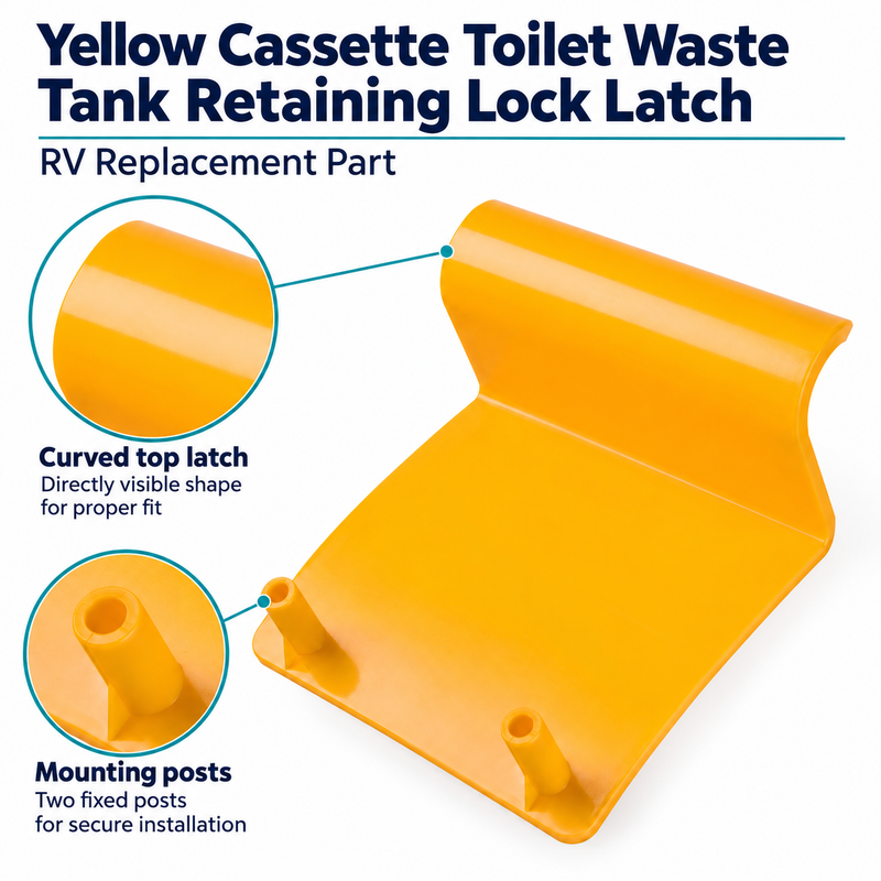 Yellow Cassette Toilet Waste Tank Retaining Lock Latch - RV Replacement Part — visible product details