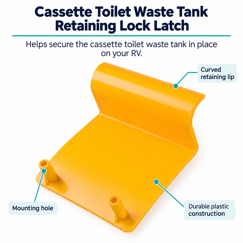Yellow Cassette Toilet Waste Tank Retaining Lock Latch - RV Replacement Part — product features
