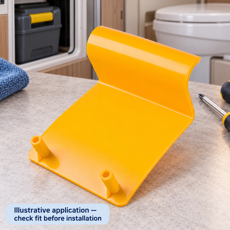 Yellow Cassette Toilet Waste Tank Retaining Lock Latch - RV Replacement Part — illustrative use context