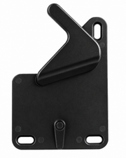 Black RV screen-door latch and handle assembly with slotted mounting holes