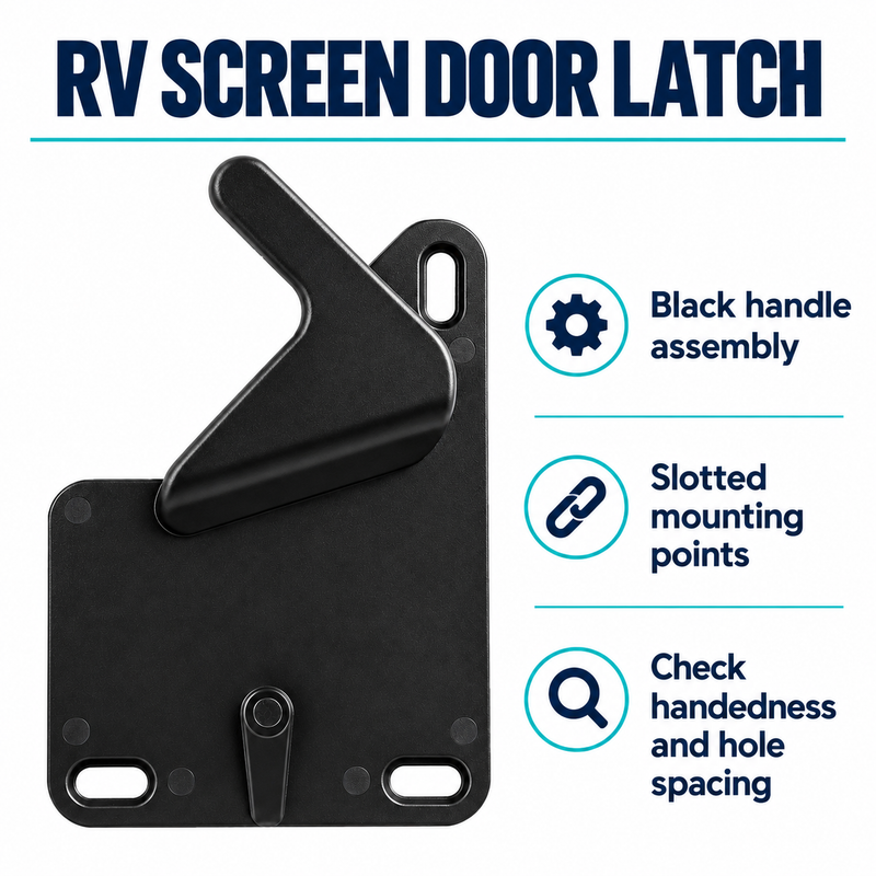 RV Screen Door Latch Handle - Black, Slotted Mount — product-feature and fit-check guide
