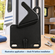 RV Screen Door Latch Handle - Black, Slotted Mount — illustrative use setting