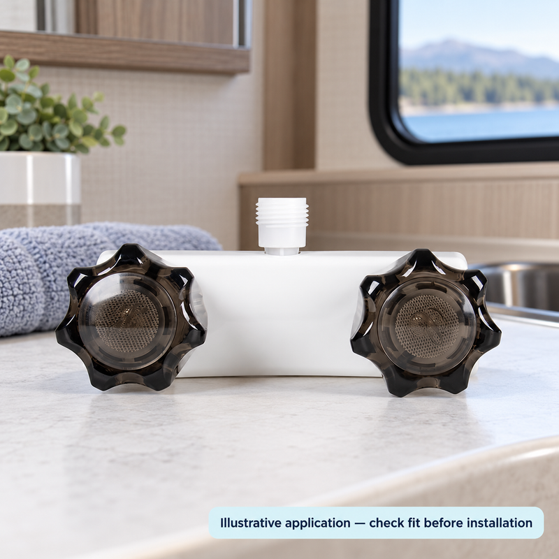 RV Hot/Cold Shower Faucet Valve - ABS Dual-Knob Mixer for Camper Bathrooms — illustrative use context