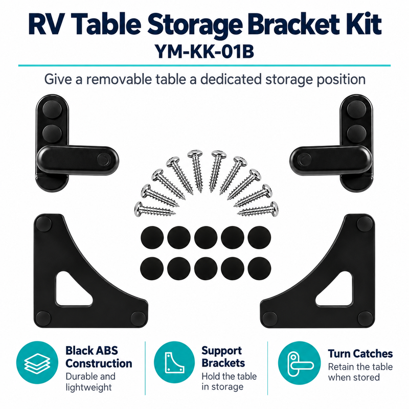RV Table Storage Bracket Kit - Black ABS, YM-KK-01B | product features