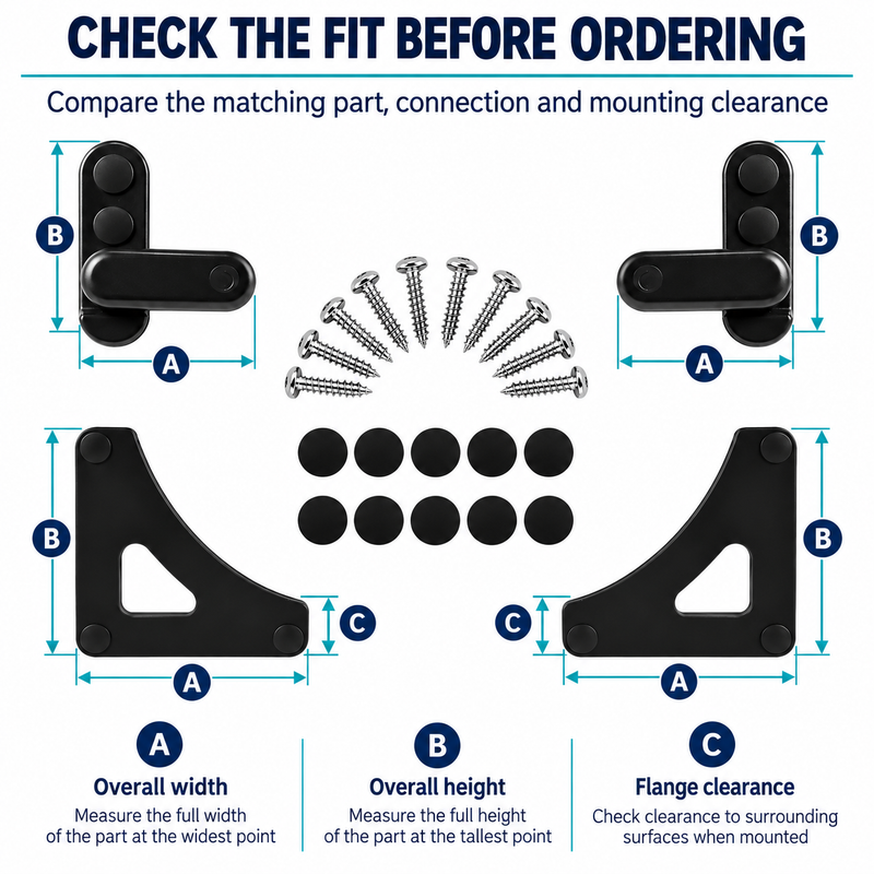 RV Table Storage Bracket Kit - Black ABS, YM-KK-01B | size or installation fit guide