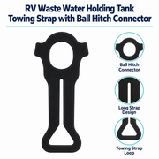 RV Waste Water Holding Tank Towing Strap with Ball Hitch Connector — product features